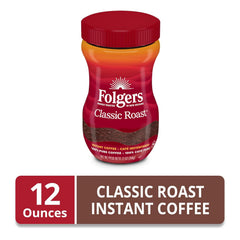 Folgers Classic Roast Instant Coffee Crystals, 12 Ounces (Pack of 2)