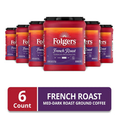 Folgers French Roast Medium Dark Roast Ground Coffee, 9.6 Ounces (Pack of 6)
