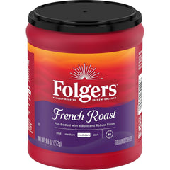 Folgers French Roast Medium Dark Roast Ground Coffee, 9.6 Ounces (Pack of 6)
