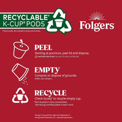 Folgers Classic Roast, Medium Roast Coffee, Keurig K-Cup Pods, 12 Count Boxes (Pack of 6)